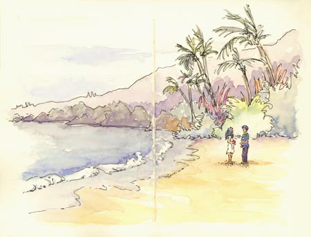 David & Marie 4/17/2007, D.T. Fleming Beach sketch_wedding_fleming_beach