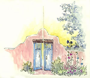 Garden Gate sketch_adobe_wall_gate_santa_fe