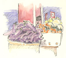 Produce at Stockton & Broadway, Chinatown, San Francisco sketch_chinatown_produce