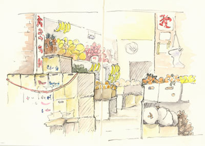Produce Shop on Clay, Chinatown, San Francisco sketch_produce_shop_chinatown here