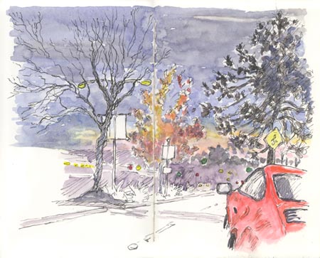 Shattuck Avenue sketch_berkeley_dusk