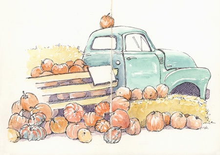 Pumpkins at Whole Foods sketch_pumpkins_whole_foods