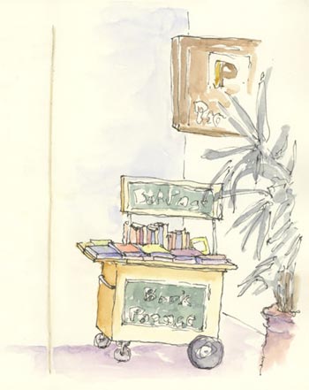Book Cart at the Ferry Building sketch_cart_books
